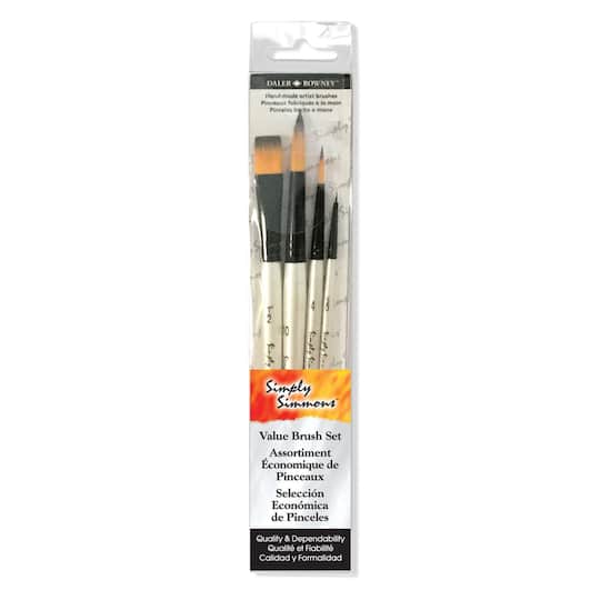 Michaels, Simply Simmons Watercolor Synthetic 4 Piece Brush Set – Category: Watercolor